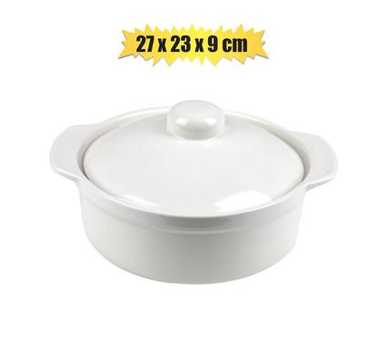 OVEN DISH 27x23x9cm CERAMIC ROUND W/LID