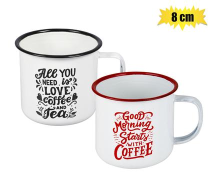 MUG ENAMEL 8cm WITH SAYINGS