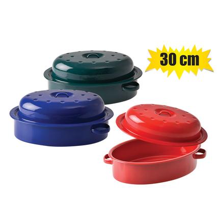 ROASTER ENAMEL 1st-GRADE OVAL 30cm COLRS
