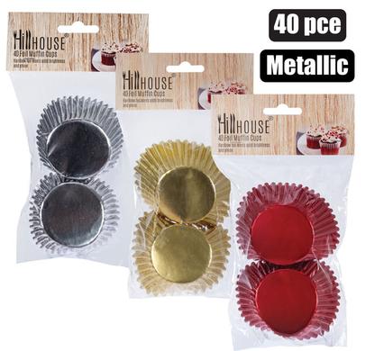 BAKING-CUP FOIL MUFFIN 40PCE HILLHOUSE