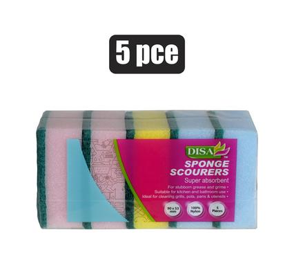 SCOURER FOAM GREEN PAD 5PC RAINBOW