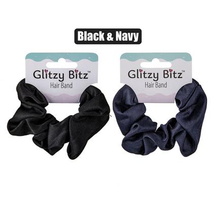 HAIR BAND SCRUNCHIE BLACK/NAVY
