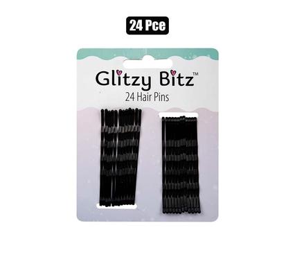 HAIR PINS BLACK 65mm 24PC