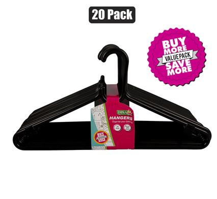 CLOTHES HANGERS PLASTIC PACK-20 BLACK