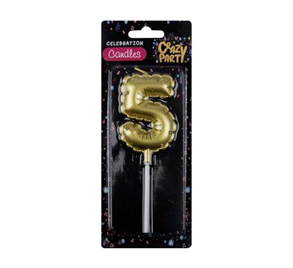 CANDLES BIRTHDAY BALLOON NO.5-GLD 5cm