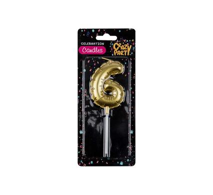 CANDLES BIRTHDAY BALLOON NO.6-GLD 5cm