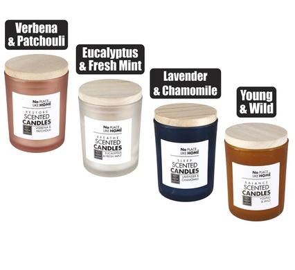 CANDLE IN HOLDER GLS W/WOOD LID REVIVE