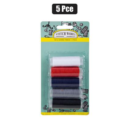 HABERDASHERY SEWING THREAD 5 ASSTD 100m
