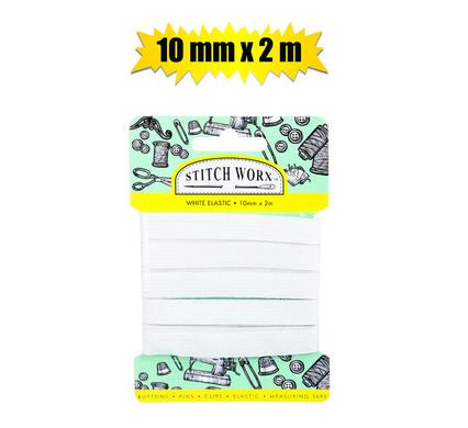 HABERDASHERY ELASTIC 10mmx2m WHITE