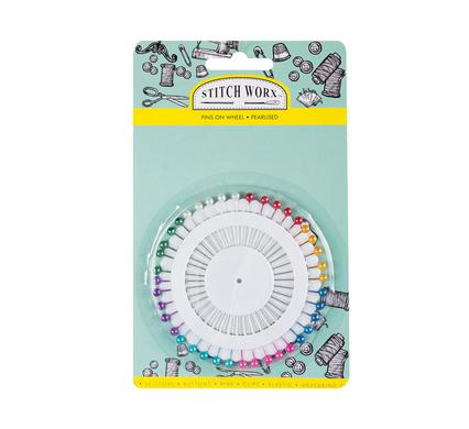 HABERDASHERY SEWING PINS WHEEL PEARLISED
