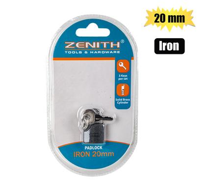 PADLOCK ZENITH IRON 20mm CARDED
