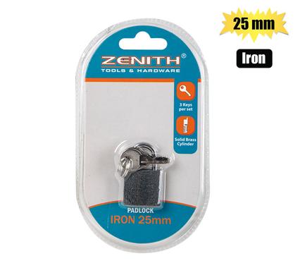 PADLOCK ZENITH IRON 25mm CARDED