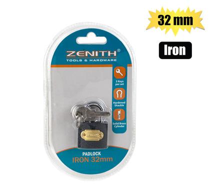 PADLOCK ZENITH IRON 32mm CARDED