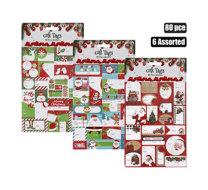 XMAS STATIONERY GIFT TAG STICKERS 80pc