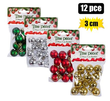 XMAS TREE DECOR BALLS 12PC 3cm