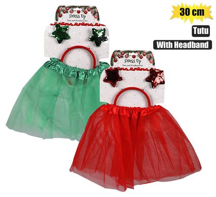 XMAS DRESS UP TUTU W/HEADBAND 30cm