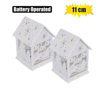 XMAS ROOM DECOR GLITTER HOUSE B/O 11cm