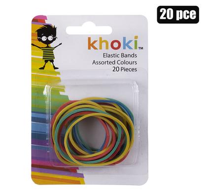 STATIONERY ELASTIC BANDS ASSTD COL 20PC