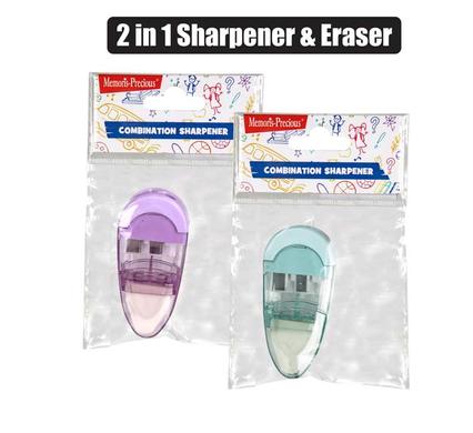 PENCIL SHARPNER/ERASER NOVELTY 2-IN-1