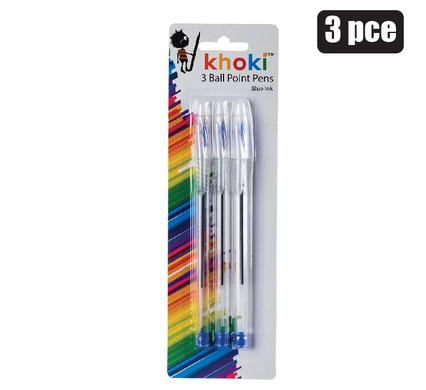 PEN BALL POINT 3PCE BLUE