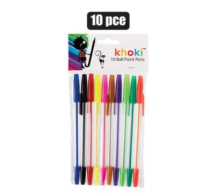 PEN STICKBALL TRANSPARENTx10 ASSTD COL