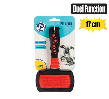 PET DOG/CAT BRUSH RUBBER WIDE 2-FUNCTION