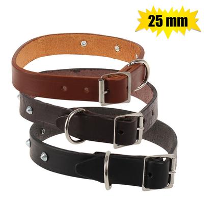 PET DOG-COLLAR LEATHER RIVETTED 25mm
