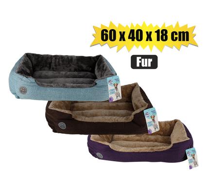 PET BED RECTANGLE "FUR" 60x40x18cm