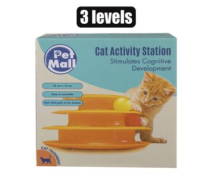 PET CAT TOY PYRAMID WITH BALL 3 LEVELS
