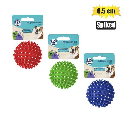 PET DOG TOY VINYL BALL SPIKED 6.5cm