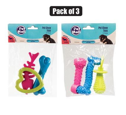 PET TOY PUPPY CHEWS ASSTD PK-3