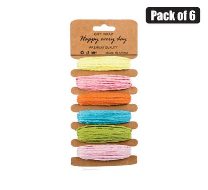 PAPER RAFFIA TWINE 6 ASSTD COLORS 5mmx5m
