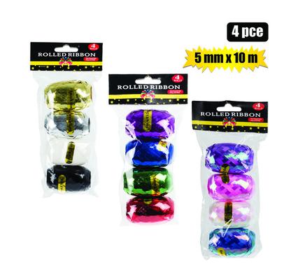 GIFT-DECOR RIBBON PEARLIZED 4PCE 10mx5mm