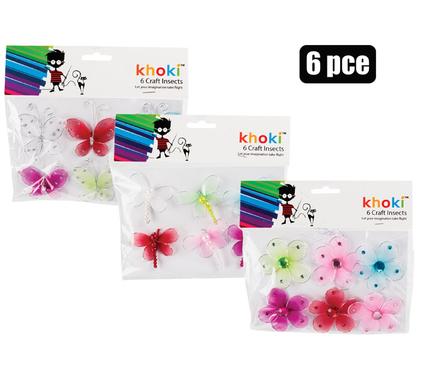 ART+CRAFT ACCESSORIES INSECTS 6PCE ASSTD