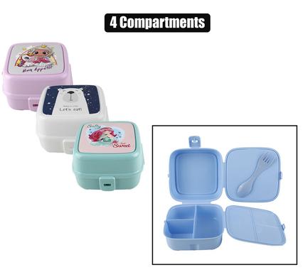 LUNCH BOX 4 COMPARTMENTS W/SPORK