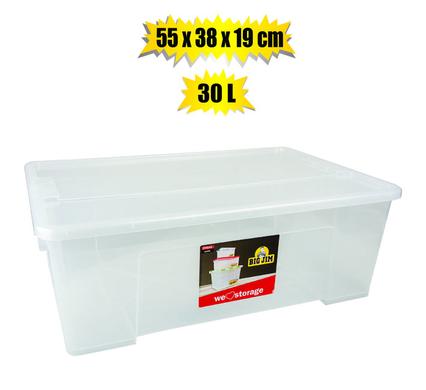 STORAGE BOX CLEAR ALPHA 30L 55x38x19cm