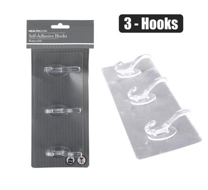 HOOK PL SELF ADHESIVE STRIP CLEAR 3 HOOK