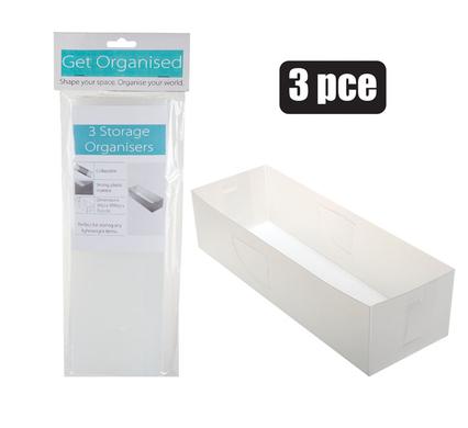 STORAGE ORGANISER 30x10x7cm PACK-OF-3