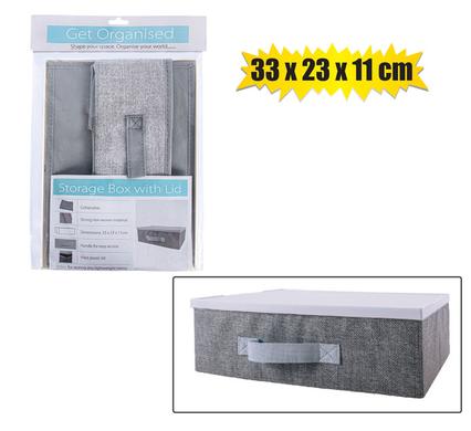 STORAGE BOX NON-WOVEN PL-LID 33x23x11cm