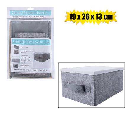 STORAGE BOX NON-WOVEN PL-LID 19x26x13cm