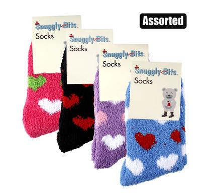 SOCKS ADULT FLUFFY HEART DESIGN