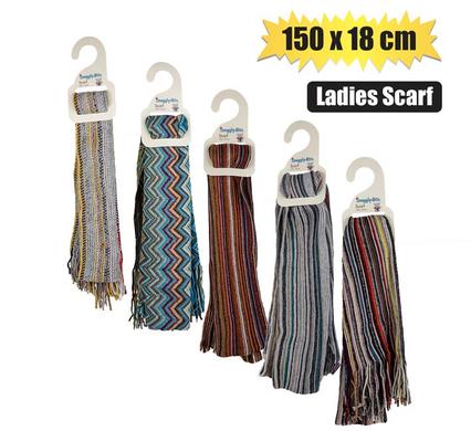 SCARF ADULT 150x18cm KNITTED STRIPES