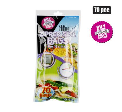DISPOSABLE BAG ZIPPERSEAL 70PC 16x14cm