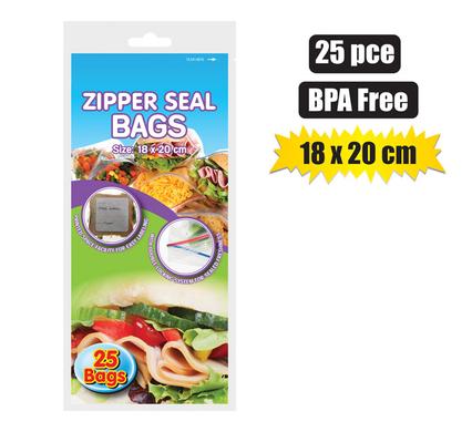 DISPOSABLE BAG ZIPPERSEAL 25PC 18x20cm