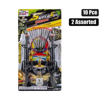 GUN RIFLE SUCTION DART SET 10pc ,57x28cm