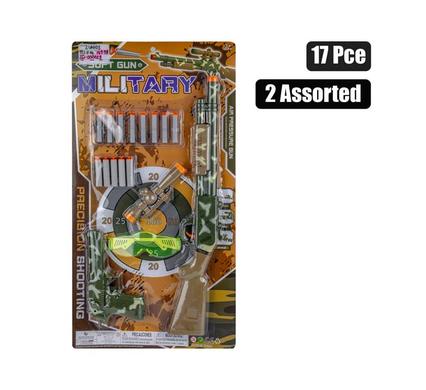 GUN RIFLE SUCTION DART SET 17pc, 62x32cm