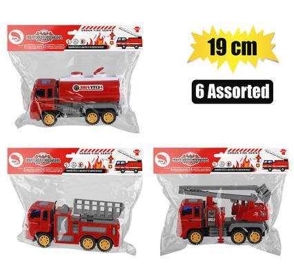 VEHICLE FRICTION FIRE TRUCK ASSTD 19cm