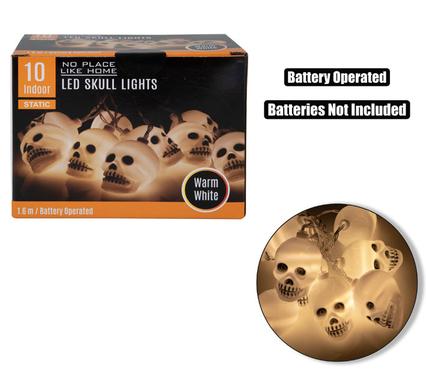 LIGHT FAIRY LED-10xSKULL WHITE 1.65m B/O