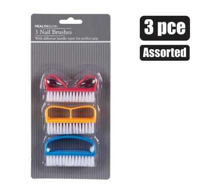 NAIL BRUSH PL 3PCE ASSTD COLOURS