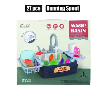 PLAYSET WASHUP BASIN RUNNING WATER 27PC